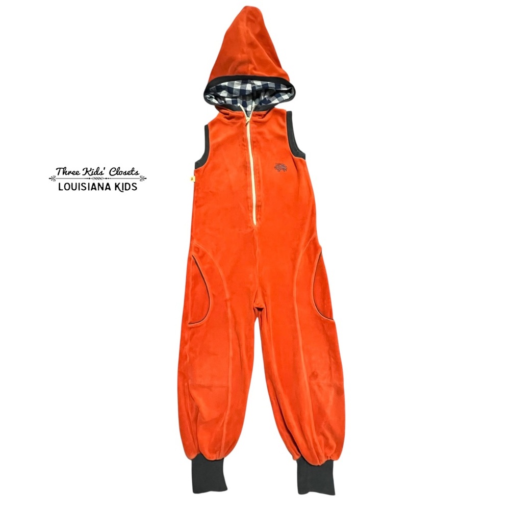Alba of Denmark Kid Sz 110/116 (5-6Y) Orange Hooded Jumpsuit Romper
